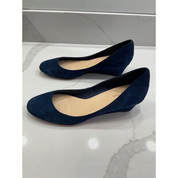 Cole Haan Blue Suede Low Wedge Heel Pump Dress Casual Workwear Semi Formal S 9 - Picture 2 of 8
